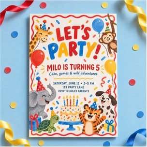 Colorful custom birthday invitation