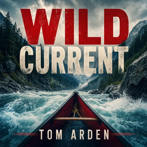 Adventure book cover WILD CURRENT by TOM ARDEN with a red canoe on rushing water.