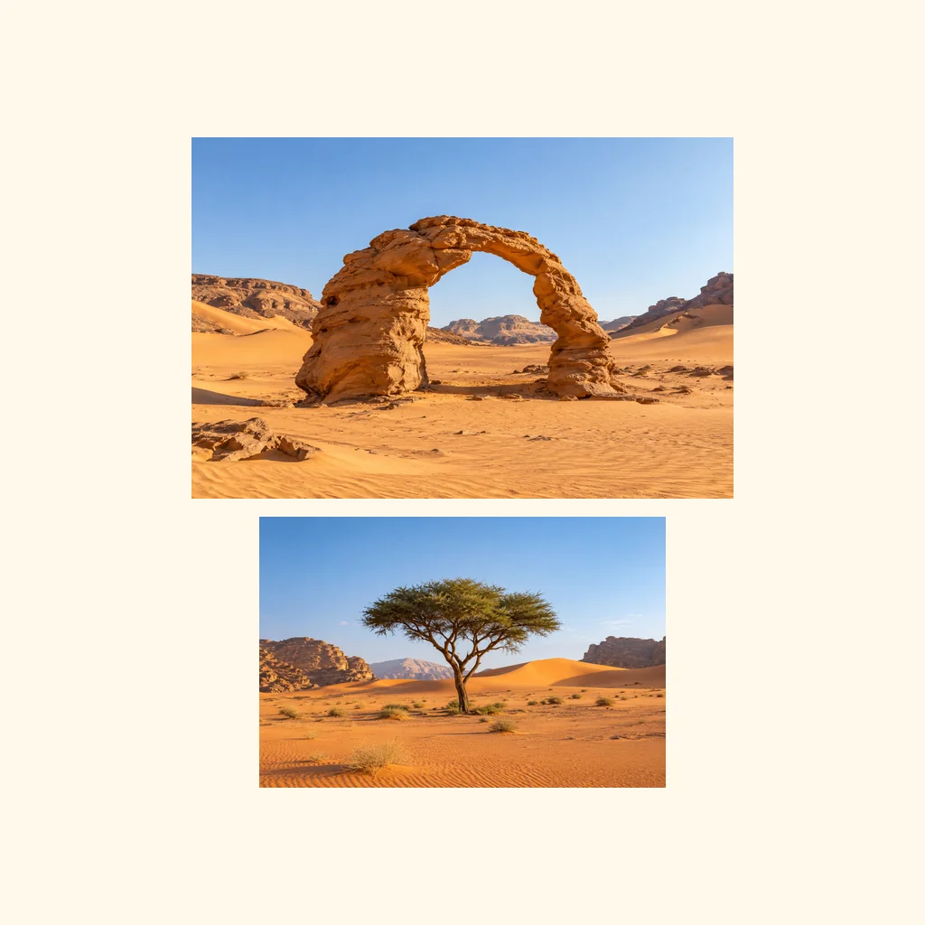 Two complete travel photos stacked vertically in their original order, preserving both full images.