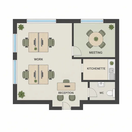 Source 1 for Small-office floor plan: four person consulting office.