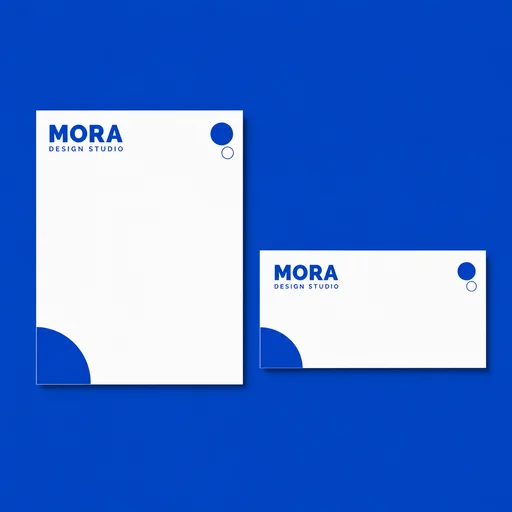Refined branded letterhead and envelope with blank body areas.
