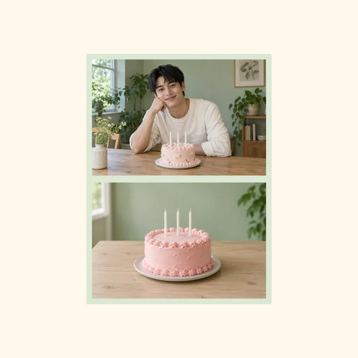 Two complete birthday photos stacked vertically in their original order, preserving both full images.