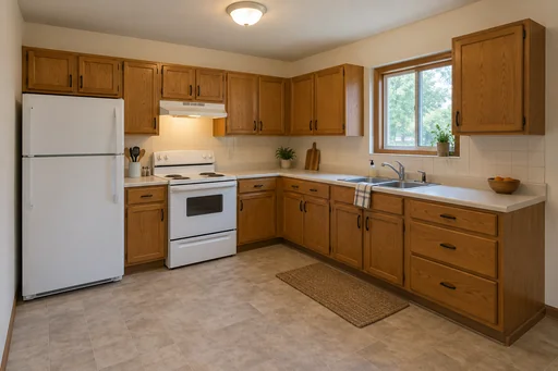 Source 1 for Backsplash tile preview: oak l shaped kitchen.