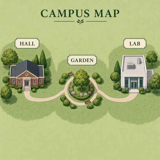 Campus Hall, Garden and Lab joined west to east.