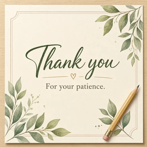 A pencil and leafy teacher card with a warm thank-you message.