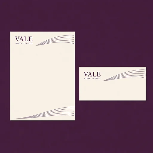 Refined branded letterhead and envelope with blank body areas.