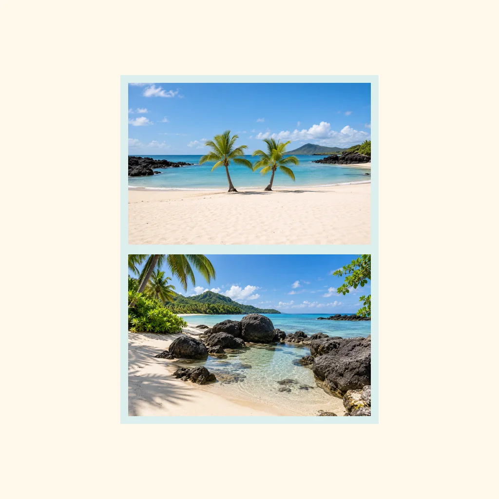 Two complete vacation photos stacked vertically in their original order, preserving both full images.
