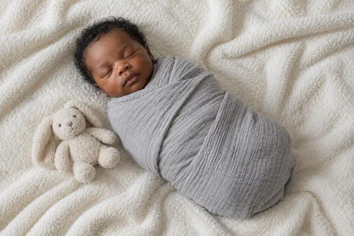 Source 1 for Baby announcement: baby grey swaddle.