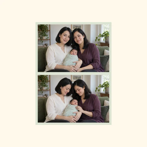 Two complete family photos stacked vertically in their original order, preserving both full images.
