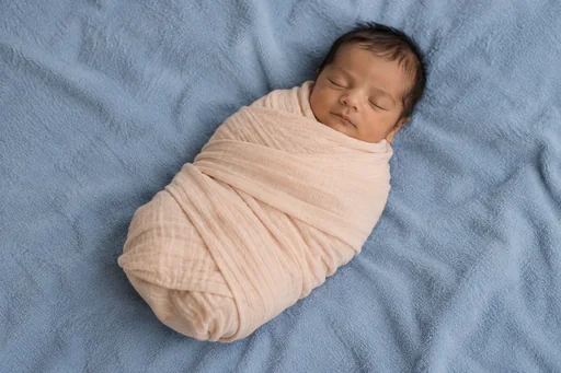 Source 1 for Baby announcement: baby peach swaddle.