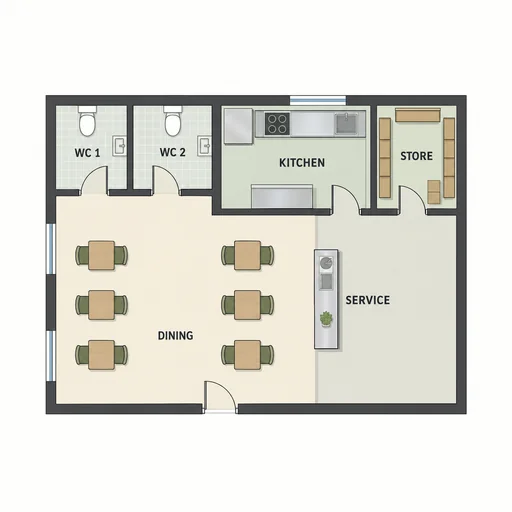 Source 1 for Restaurant floor plan: small neighborhood bistro.