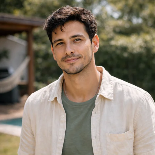 Subtly retouched portrait of the selected original catalog person, retaining natural skin texture and the original setting.