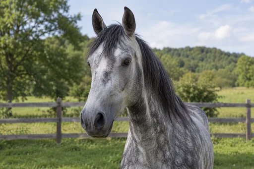 Source 1 for Horse portrait: dapple gray horse.