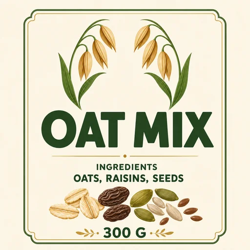 Oat stems above OAT MIX, ingredients and 300 G.