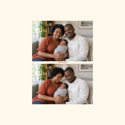 Two complete family photos stacked vertically in their original order, preserving both full images.