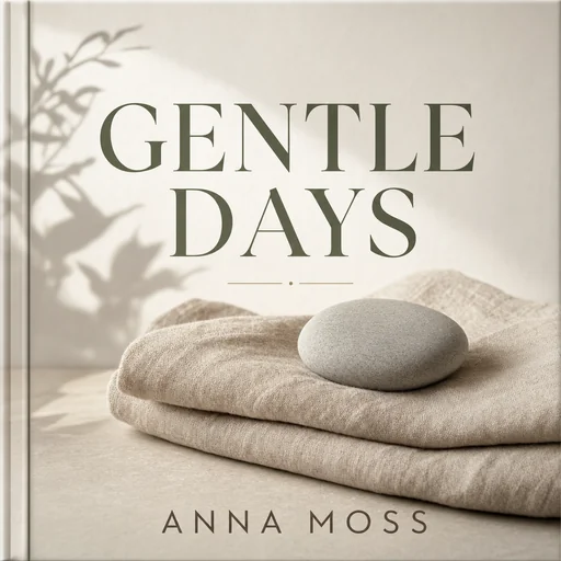 GENTLE DAYS by ANNA MOSS with folded linen and one smooth pebble.