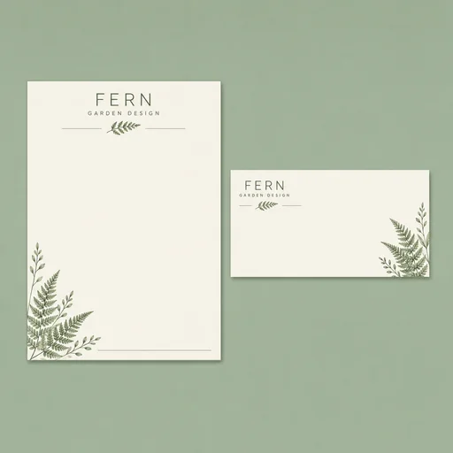 Refined branded letterhead and envelope with blank body areas.