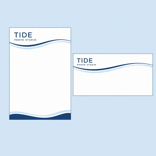 Refined branded letterhead and envelope with blank body areas.