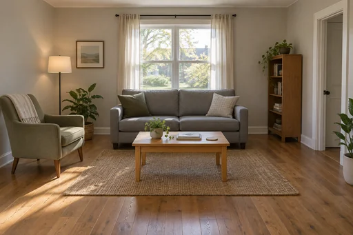 Source 1 for Living room redesign: neutral living room.