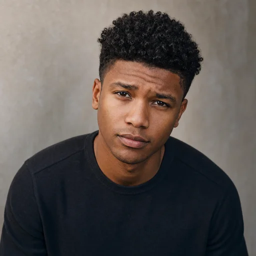 Actor headshot of the selected original catalog person (example-b), with natural studio lighting.