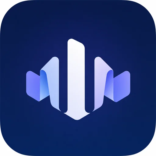 Audio-notebook app icon with a folded blue and white waveform mark.