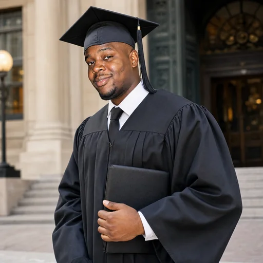 Graduation portrait of the selected original catalog person in academic cap and gown.