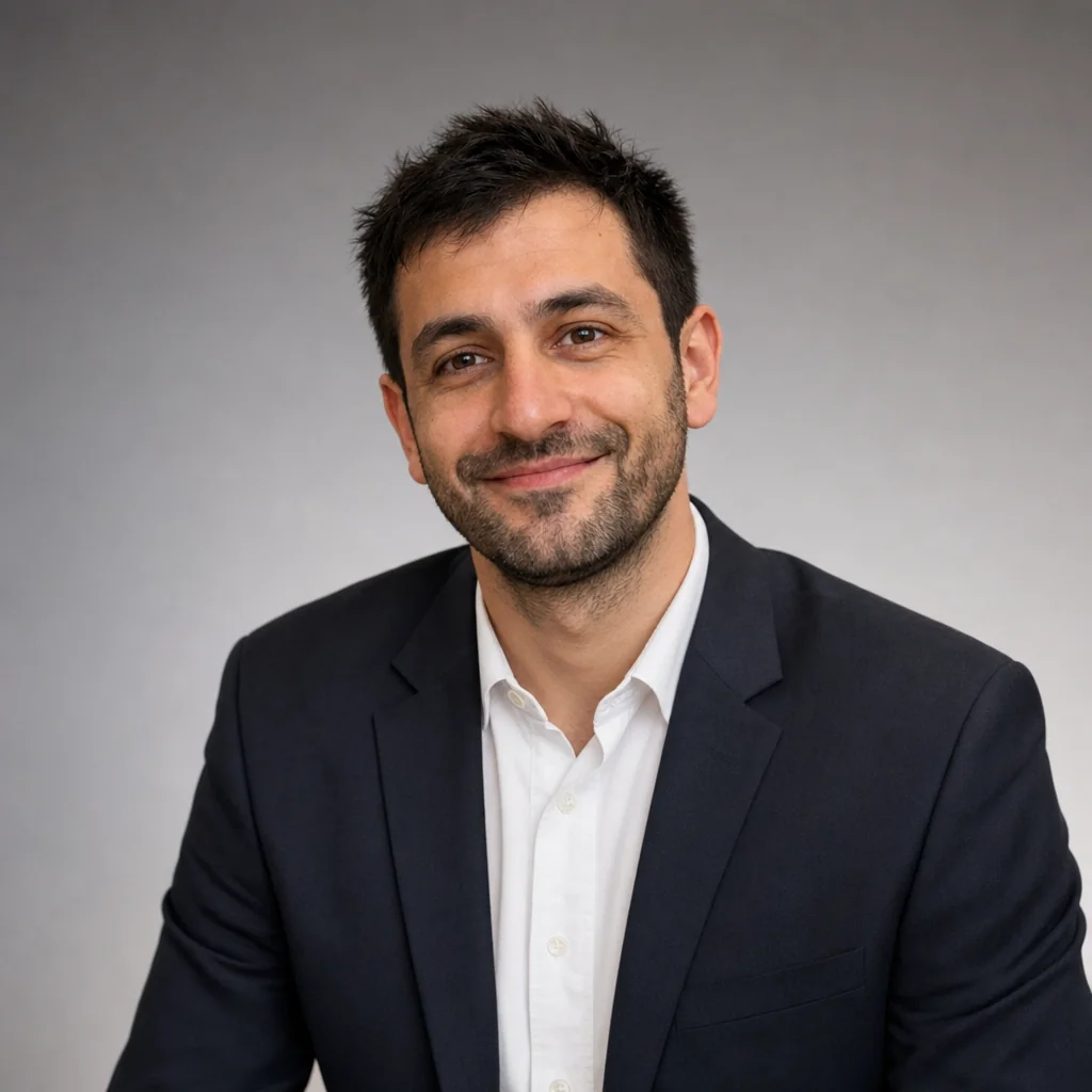 Career headshot of the selected original catalog person (example-e), with natural studio lighting.