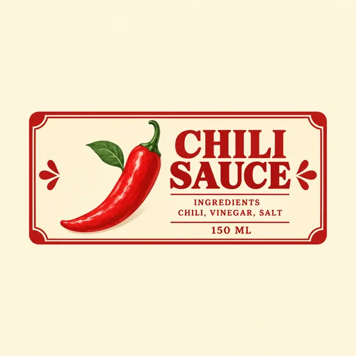 Source 1 for Food label design: chili sauce label.