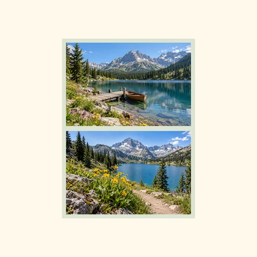 Two complete vacation photos stacked vertically in their original order, preserving both full images.