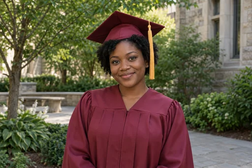 Source 1 for Graduation announcement: graduate maroon gown.