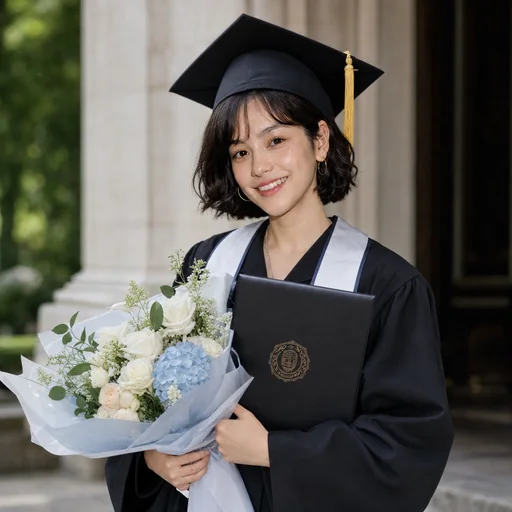 Graduation portrait of the selected original catalog person in academic cap and gown.
