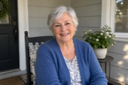 Source 1 for Enhance photo: older woman porch.