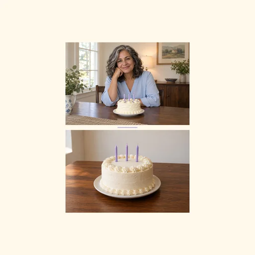 Two complete birthday photos stacked vertically in their original order, preserving both full images.